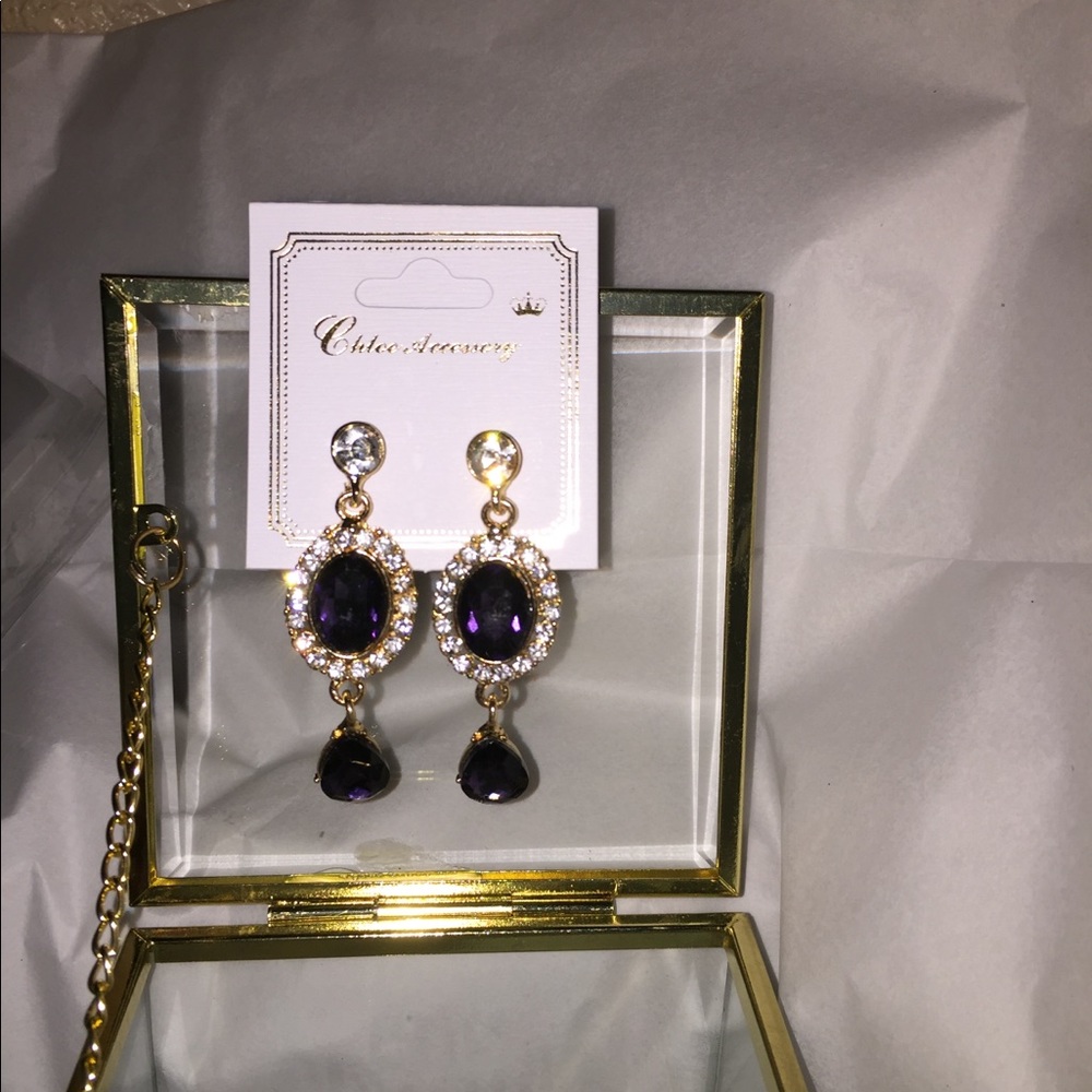 Purple long earrings - Picture 7 of 7